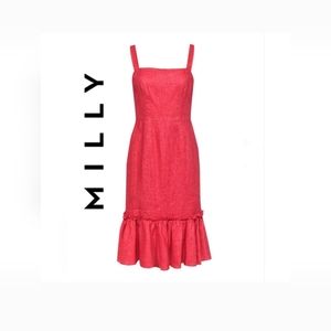 MILLY Linen Summer Day Dress in Poppy Red, style Kerry Womans size 6